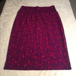 Lularoe Cassie, purple w/hot pink floral, medium.